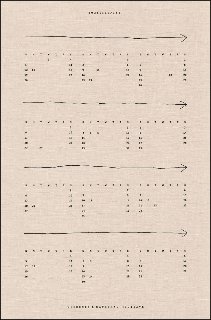 2025年休日カレンダーのサムネイル